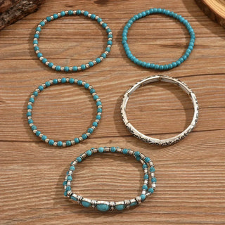 Juno | Bohemian Turquoise Beaded Bracelet Set