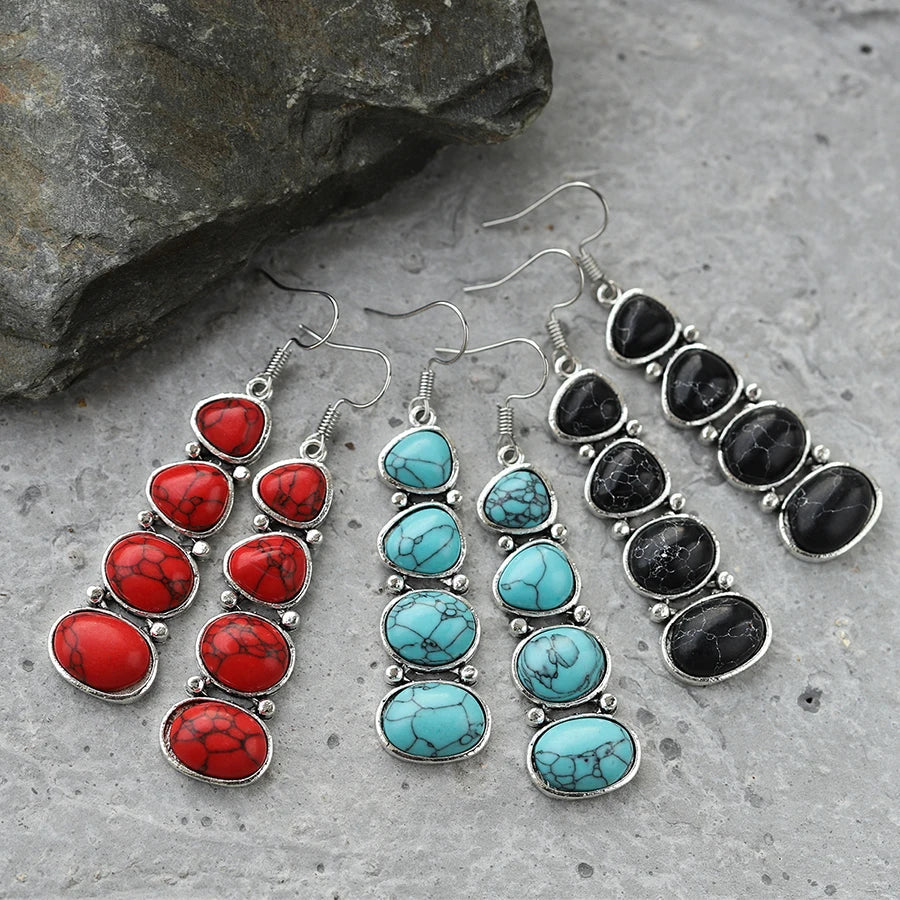MARJOLAINE - Turquoise Statement Drop Earrings