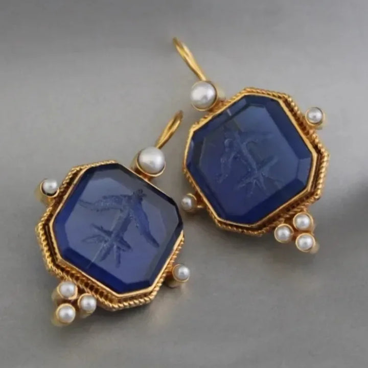 ODETTE - Pearl Geometric Pendant Earrings