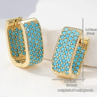 ANTOINETTE - Turquoise Pavé Gold Huggies