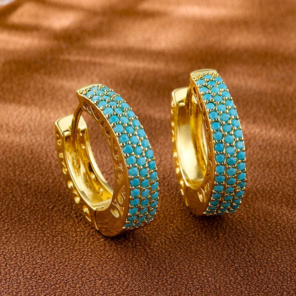 NINETTE - Minimalist Turquoise Hoops