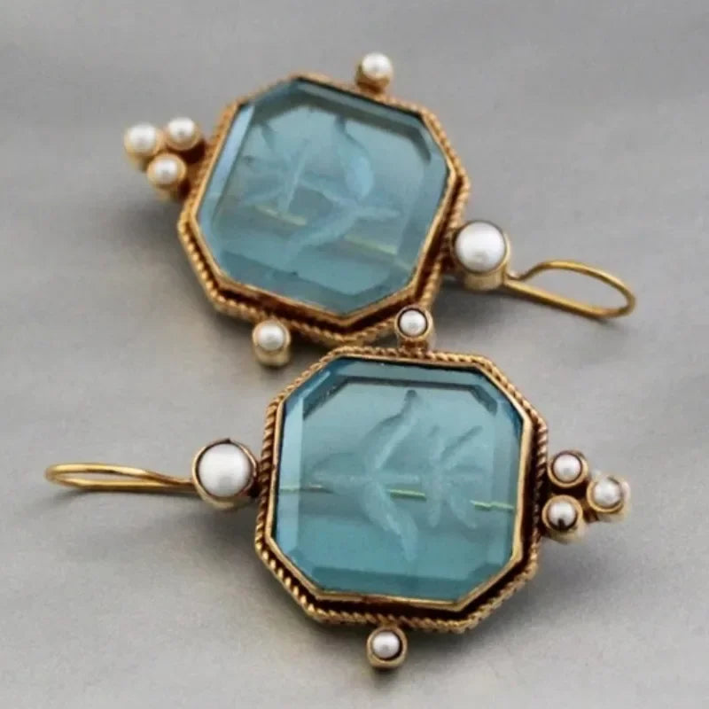 ODETTE - Pearl Geometric Pendant Earrings