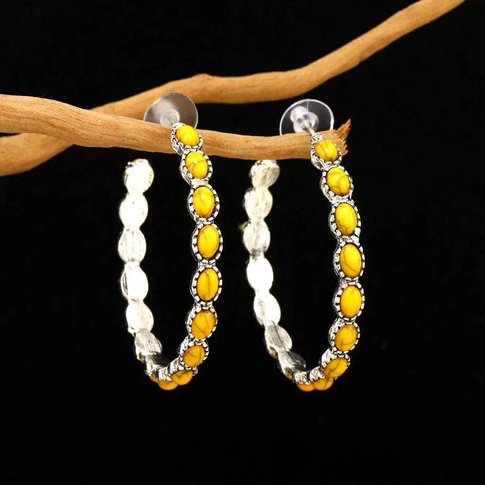 MARCELINE - Oval Silver Hoop Earrings