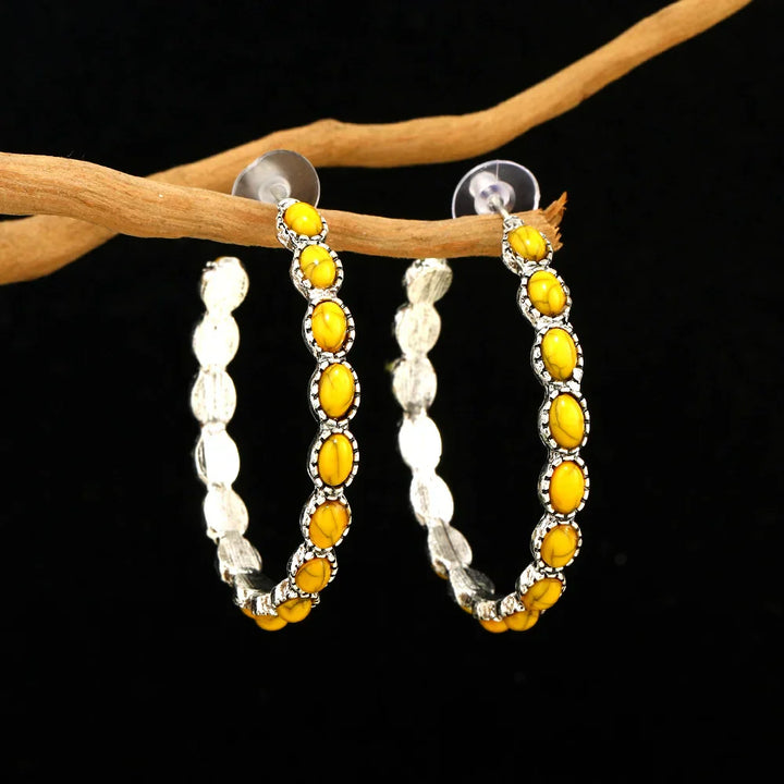 MARCELINE - Oval Silver Hoop Earrings