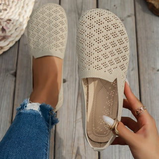MABEL - Breathable Knit Slip-On Sneakers - Beige