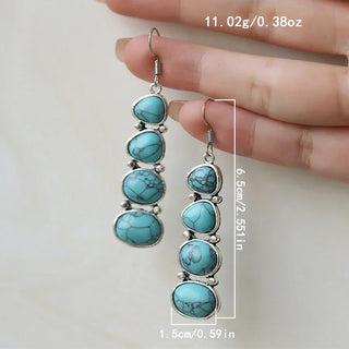MARJOLAINE - Turquoise Statement Drop Earrings