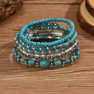 Juno | Bohemian Turquoise Beaded Bracelet Set