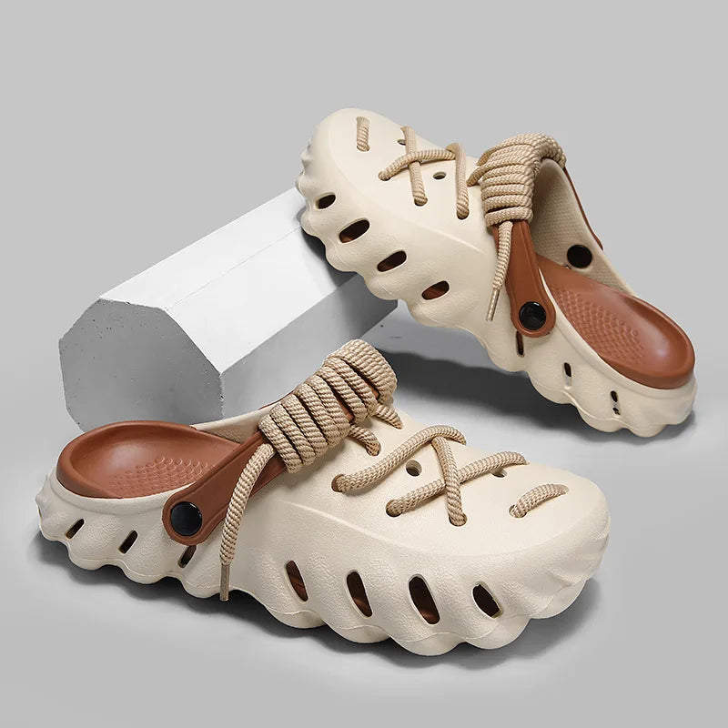 MAWENNA Ridge Laced Clogs Khaki