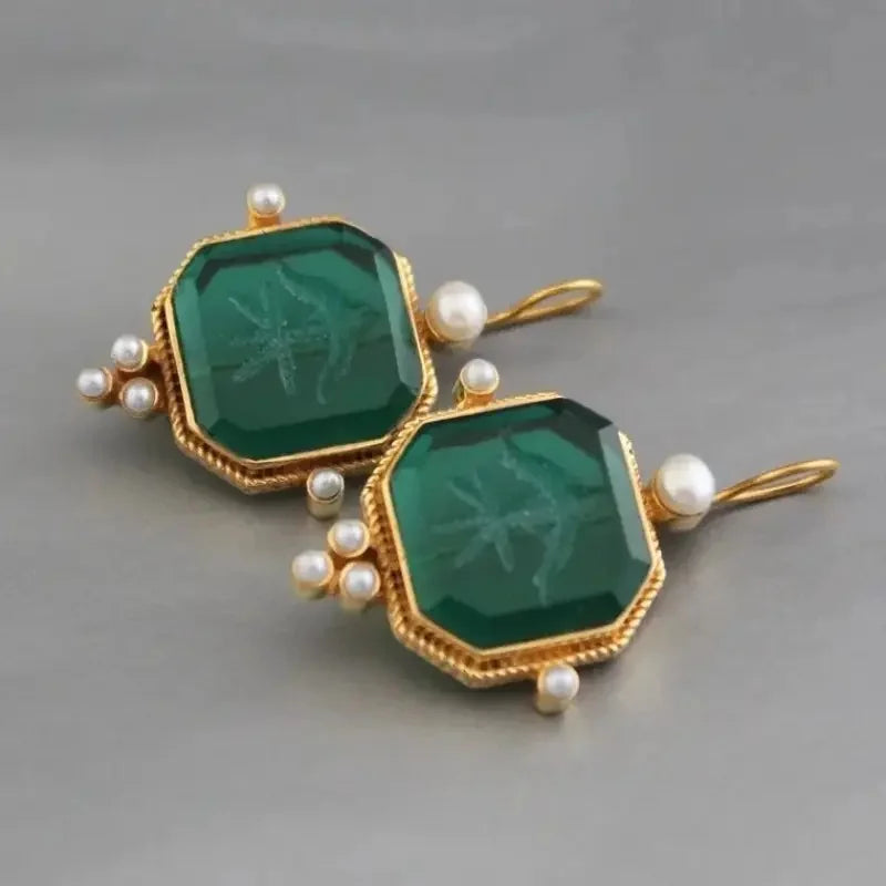 ODETTE - Pearl Geometric Pendant Earrings