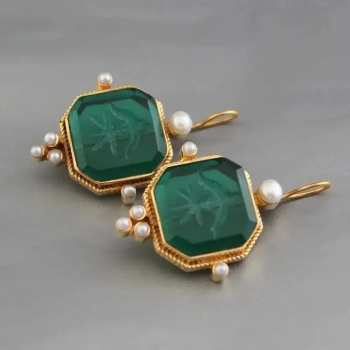 ODETTE - Pearl Geometric Pendant Earrings