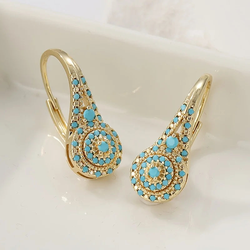 CELESTINE - Turquoise Mosaic Teardrop Earrings