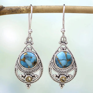 FABIENNE - Handcrafted Turquoise Drop Earrings