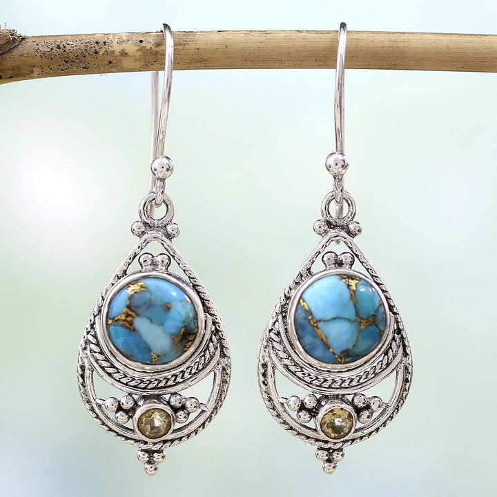 FABIENNE - Handcrafted Turquoise Drop Earrings
