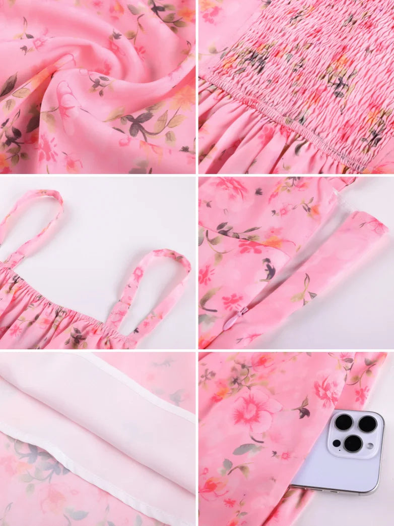 GENEVIEVE™ - Floral Chiffon Flared Sundress