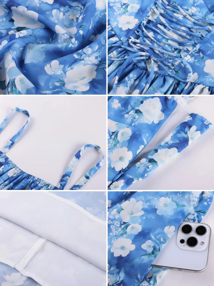 GENEVIEVE™ - Floral Chiffon Flared Sundress