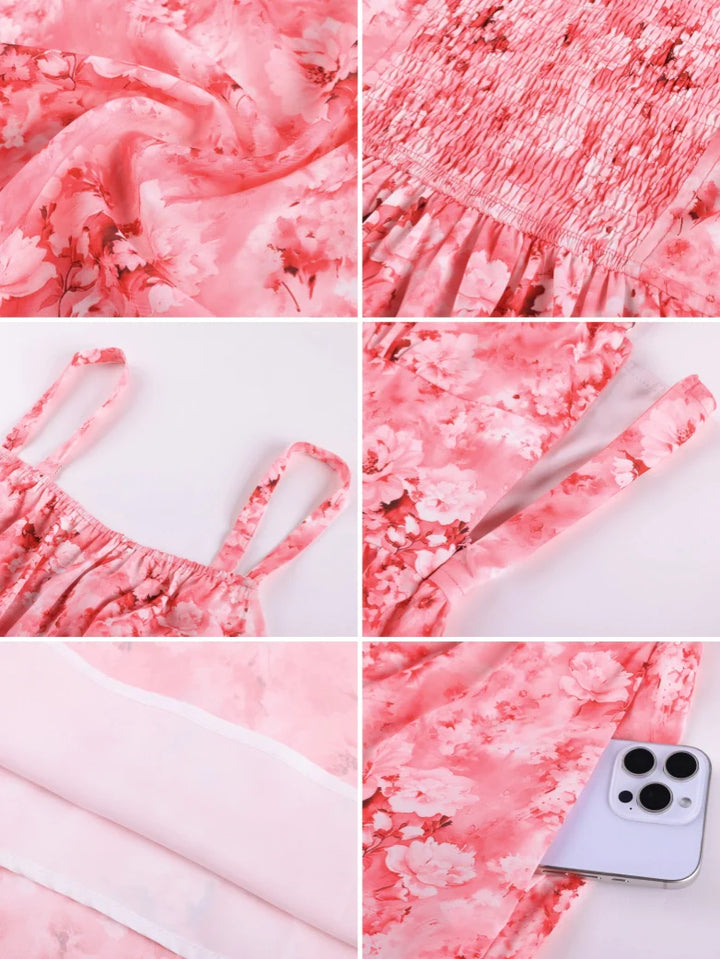 GENEVIEVE™ - Floral Chiffon Flared Sundress