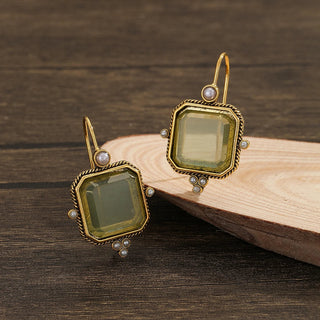 ODETTE - Pearl Geometric Pendant Earrings