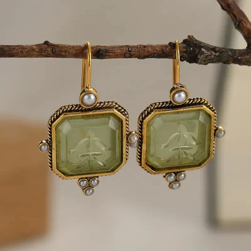 ODETTE - Pearl Geometric Pendant Earrings