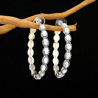 MARCELINE - Oval Silver Hoop Earrings