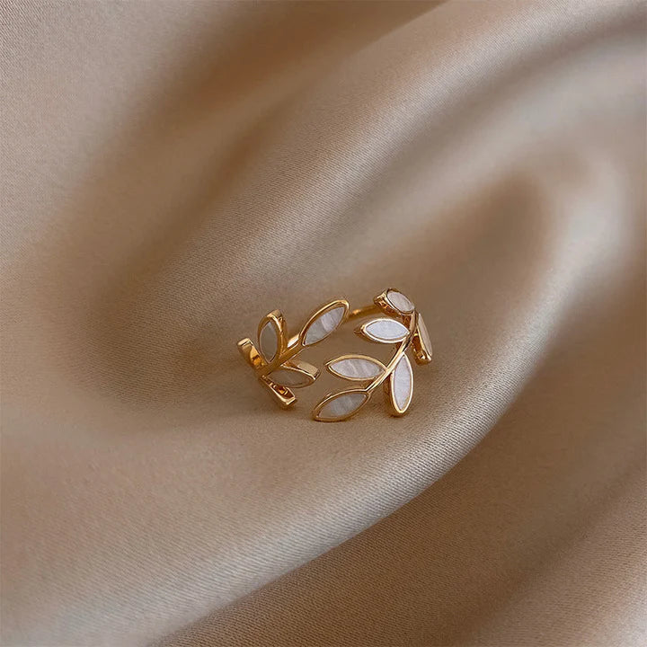 Willow | White Opal Leaf Adjustable Ring