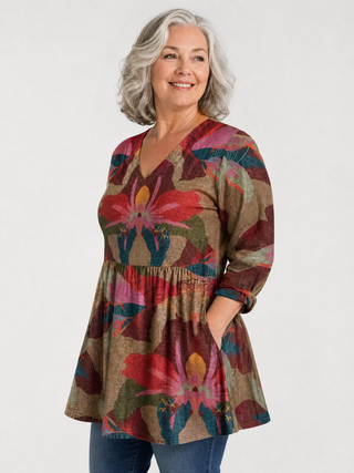 ELETTRA™ - Long V-Neck Blouse