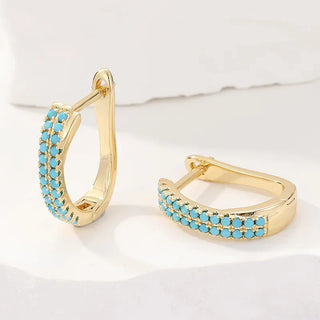 OPHELIA - Turquoise Pave Gold Huggies