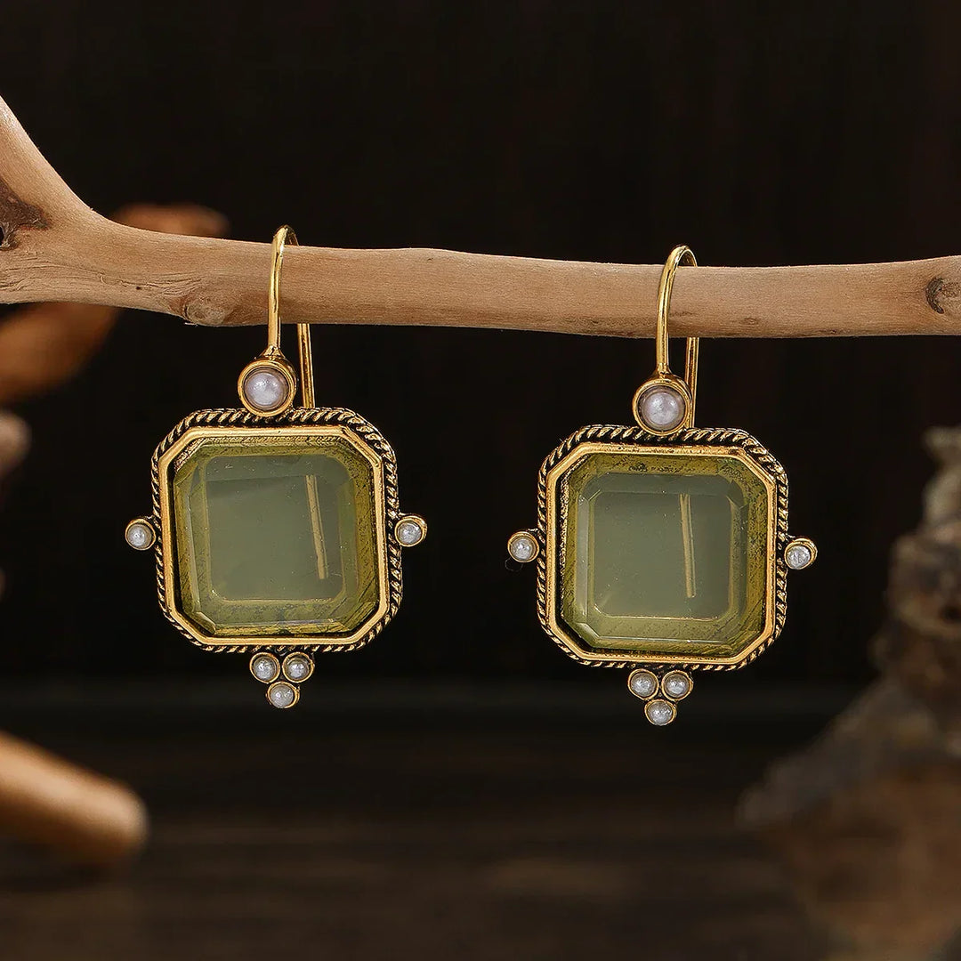ODETTE - Pearl Geometric Pendant Earrings