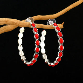 MARCELINE - Oval Silver Hoop Earrings