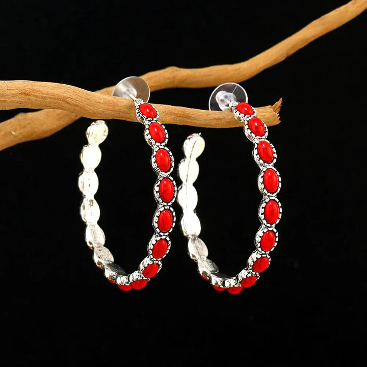 MARCELINE - Oval Silver Hoop Earrings