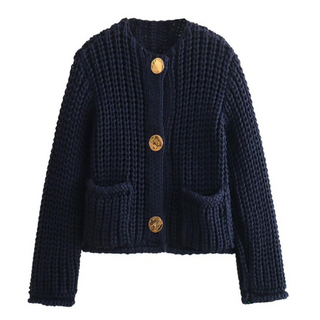CASSY™ - Casual Long Sleeve Chunky Knit Cropped Cardigan
