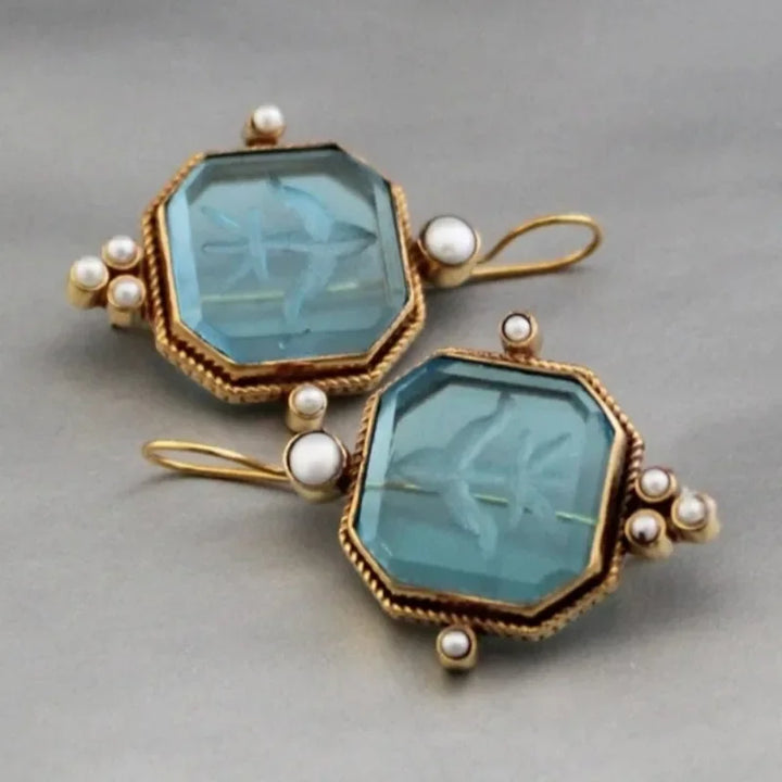 ODETTE - Pearl Geometric Pendant Earrings