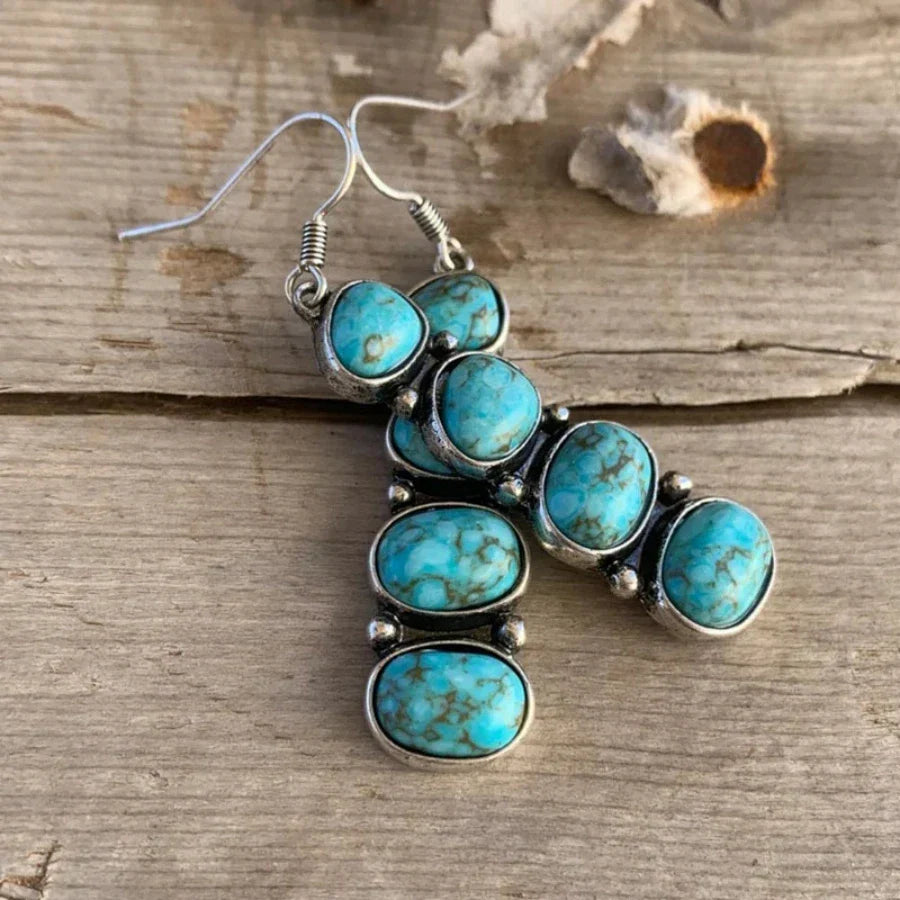 MARJOLAINE - Turquoise Statement Drop Earrings