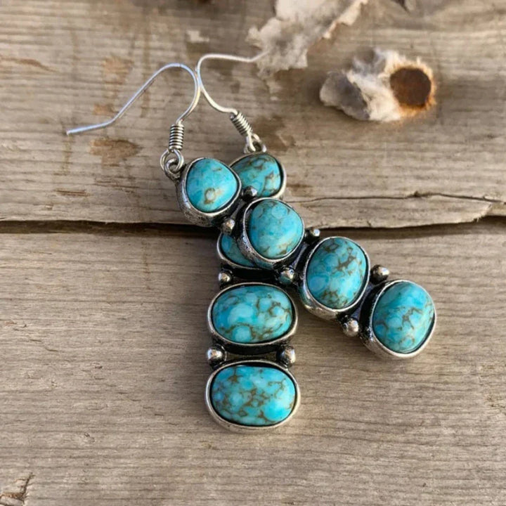 MARJOLAINE - Turquoise Statement Drop Earrings