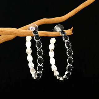MARCELINE - Oval Silver Hoop Earrings