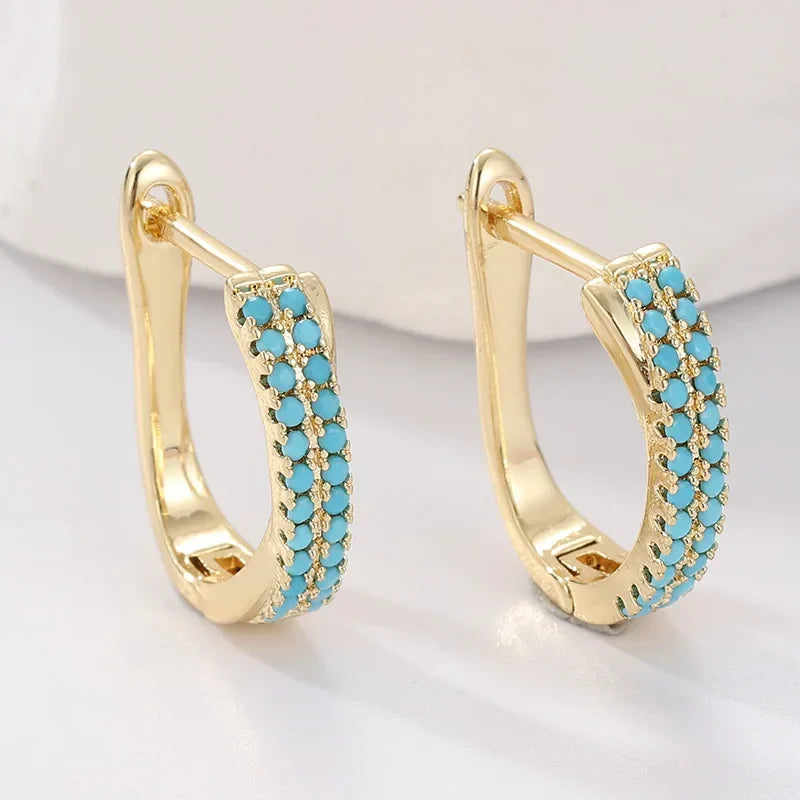 OPHELIA - Turquoise Pave Gold Huggies