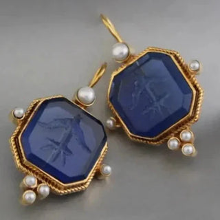 ODETTE - Pearl Geometric Pendant Earrings