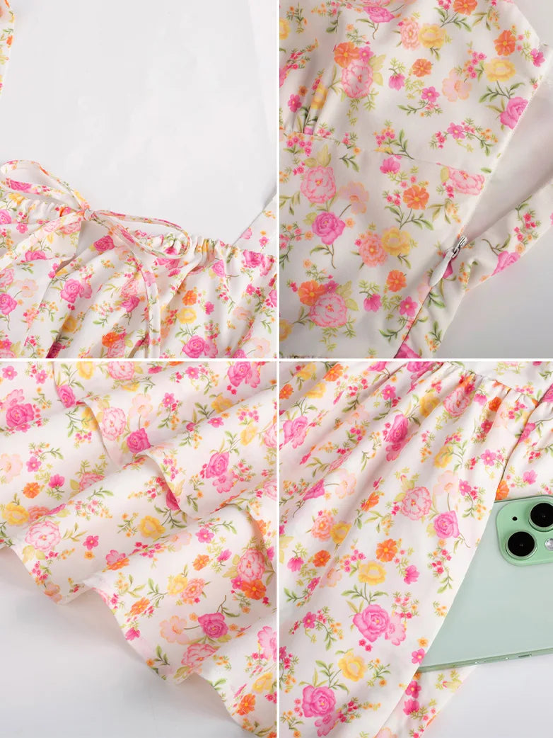 BERTHE™ - Summer Floral Puffy Corset Dress