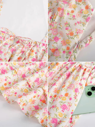 BERTHE™ - Summer Floral Puffy Corset Dress