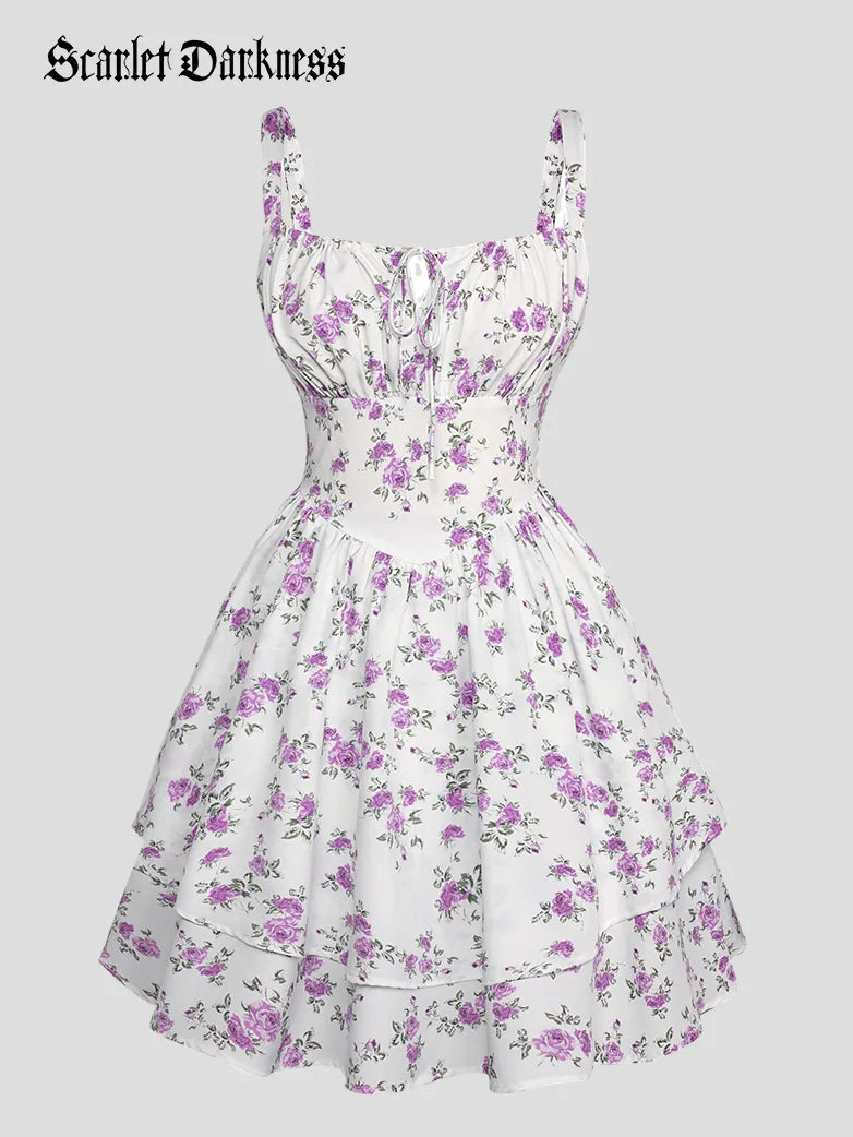 BERTHE™ - Summer Floral Puffy Corset Dress