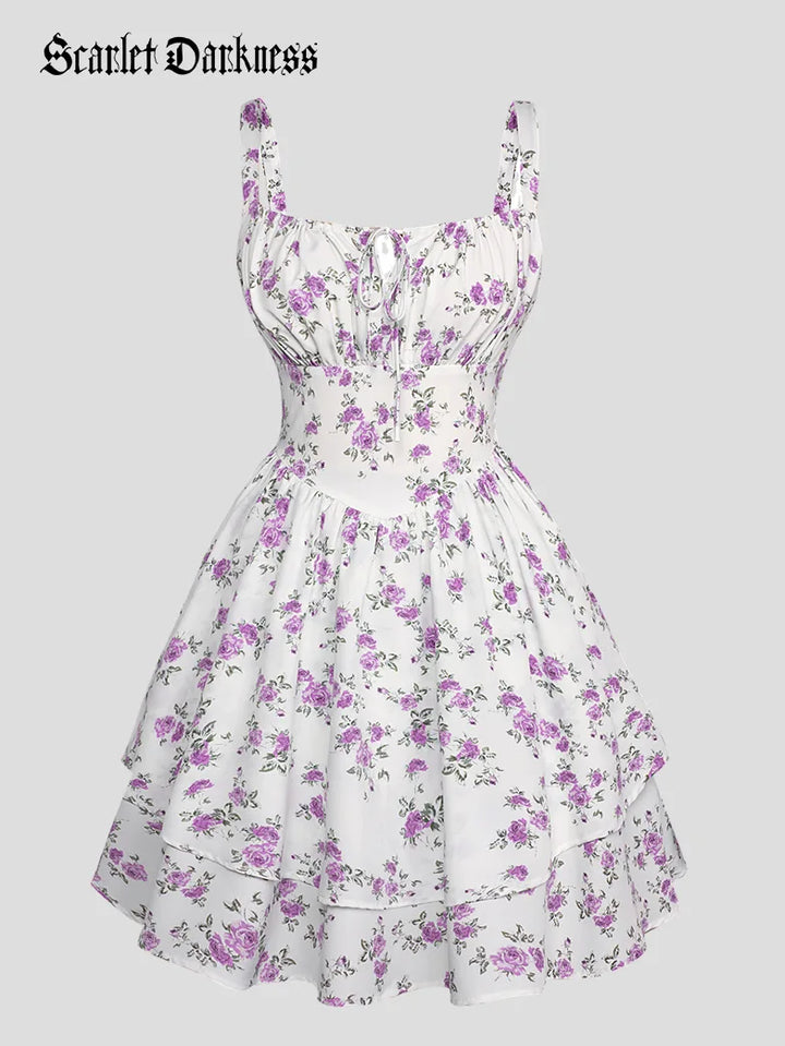 BERTHE™ - Summer Floral Puffy Corset Dress