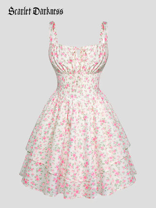 BERTHE™ - Summer Floral Puffy Corset Dress