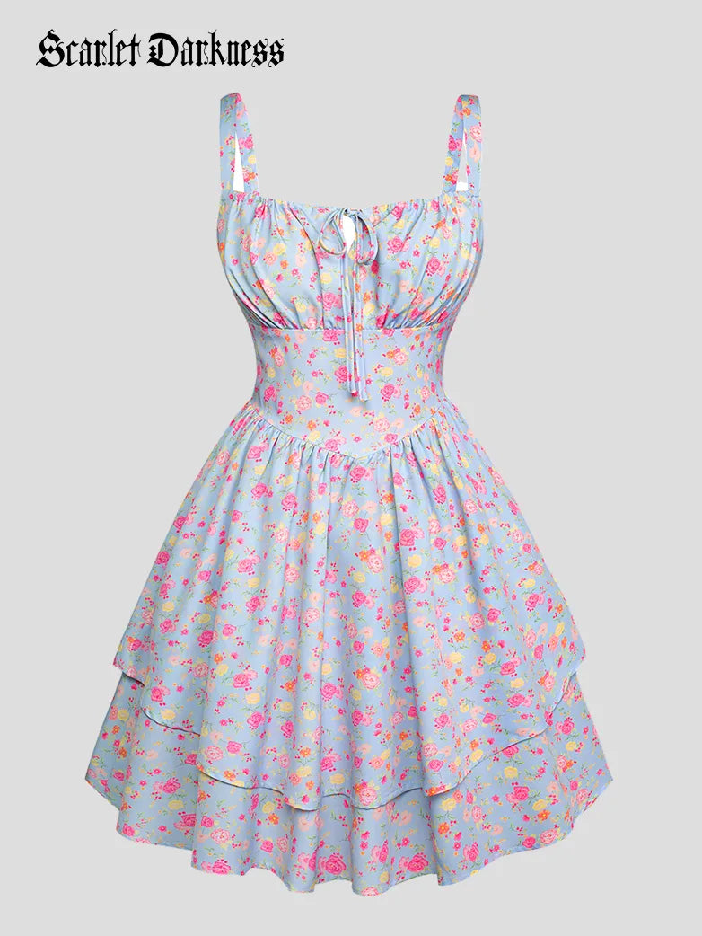 BERTHE™ - Summer Floral Puffy Corset Dress