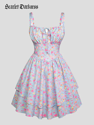 BERTHE™ - Summer Floral Puffy Corset Dress