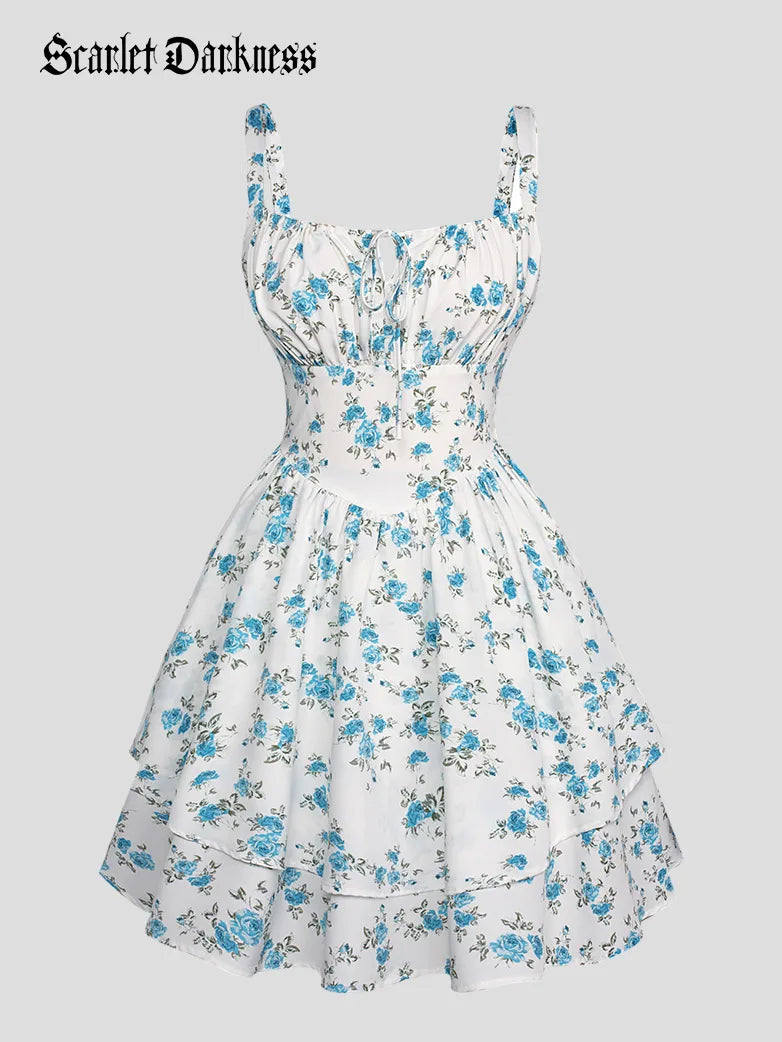 BERTHE™ - Summer Floral Puffy Corset Dress