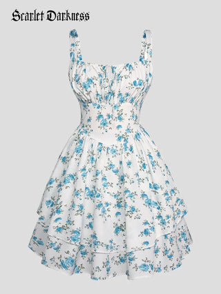BERTHE™ - Summer Floral Puffy Corset Dress