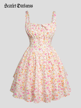 BERTHE™ - Summer Floral Puffy Corset Dress