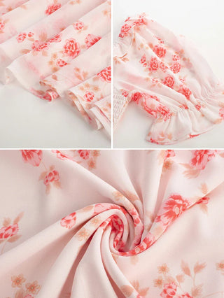 ARLETTE™ - Puff-Sleeve Chiffon Pocket Dress