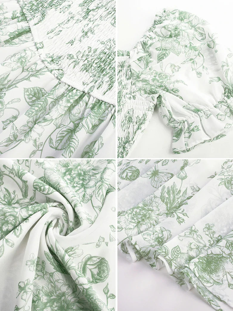 ARLETTE™ - Puff-Sleeve Chiffon Pocket Dress