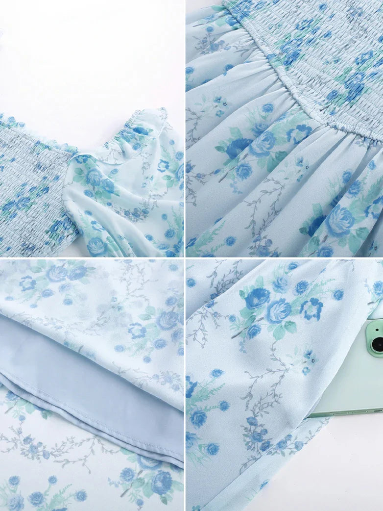 ARLETTE™ - Puff-Sleeve Chiffon Pocket Dress