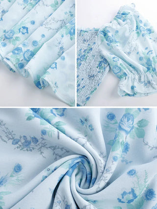 ARLETTE™ - Puff-Sleeve Chiffon Pocket Dress